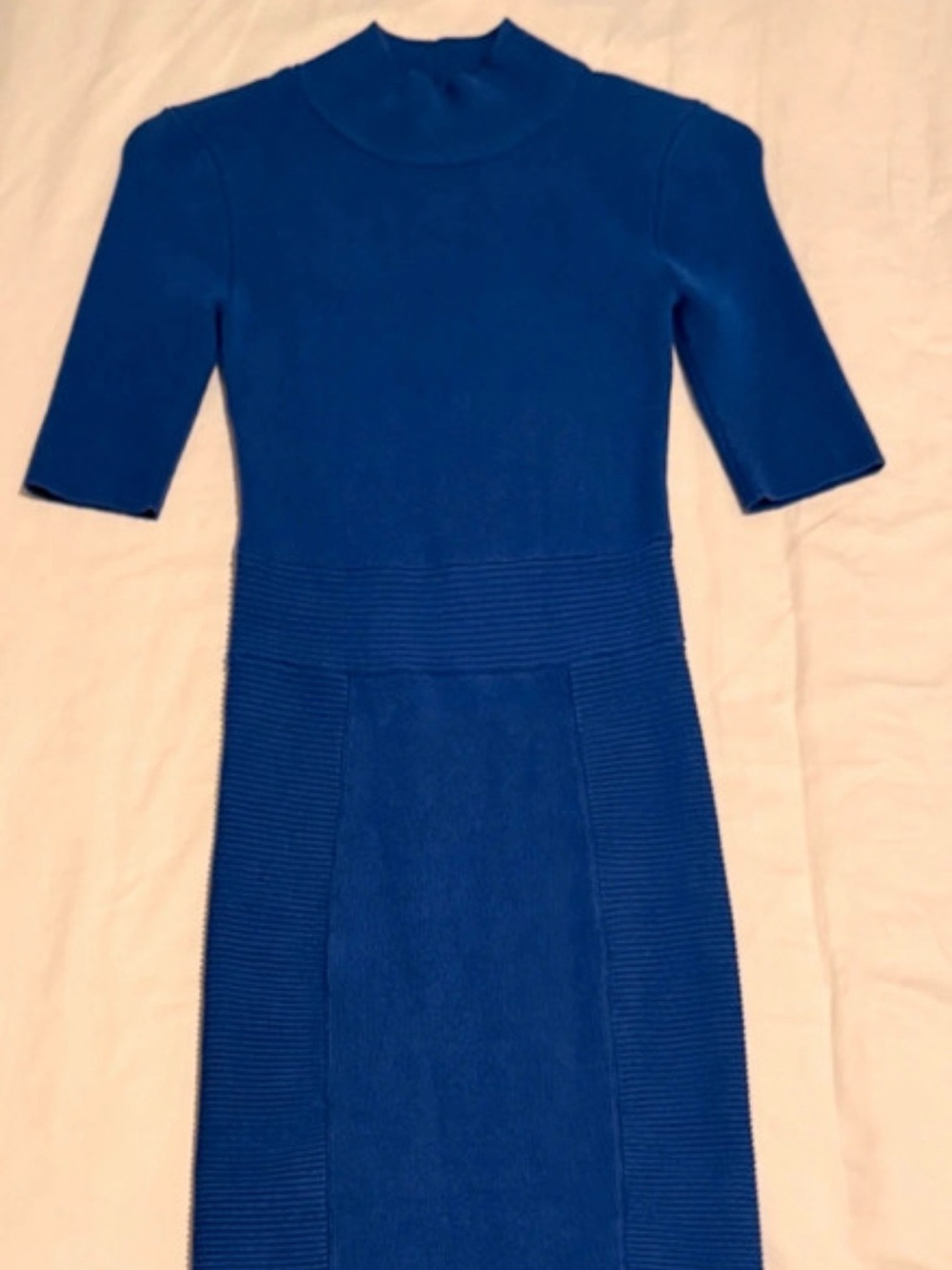 Guess Royal Blue Knit Midi Dress with Structured Paneling